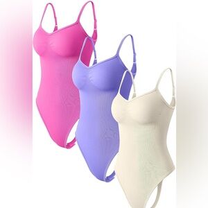 Stylish Women's Bodysuit Trio - Pink, Purple, Cream-NWOT